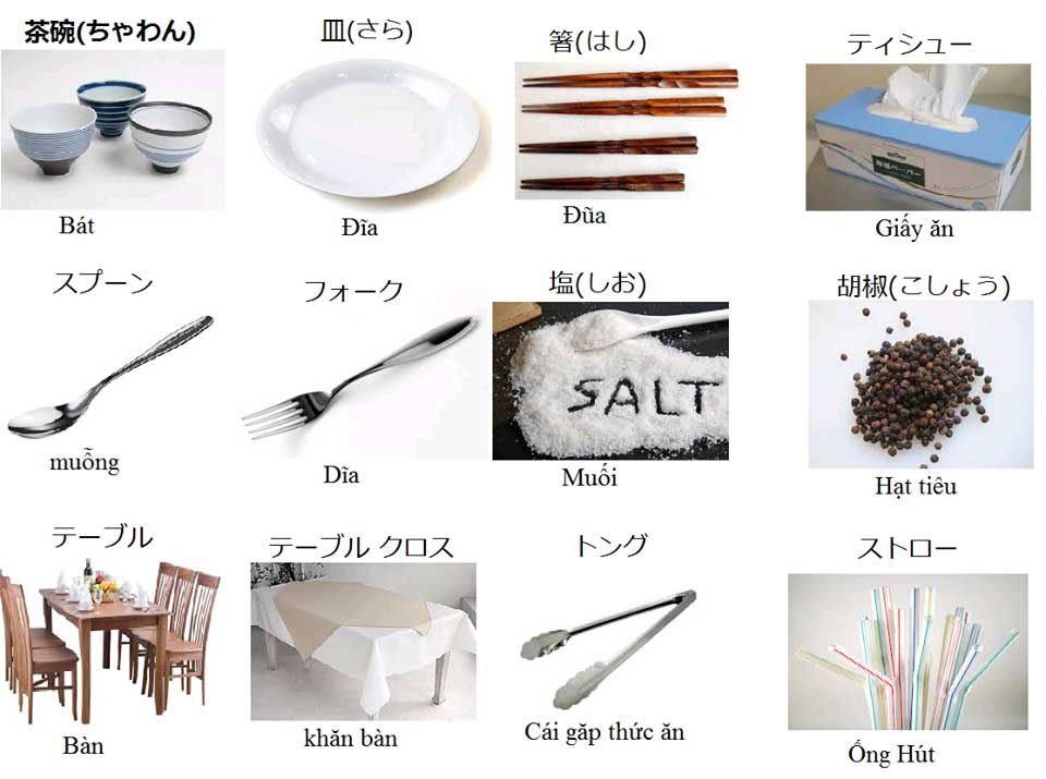 Từ vựng tiếng Nhật về nhà bếp.